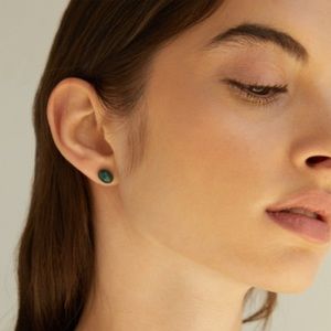 Oak+Fort Stud Earring (Green & Gold)